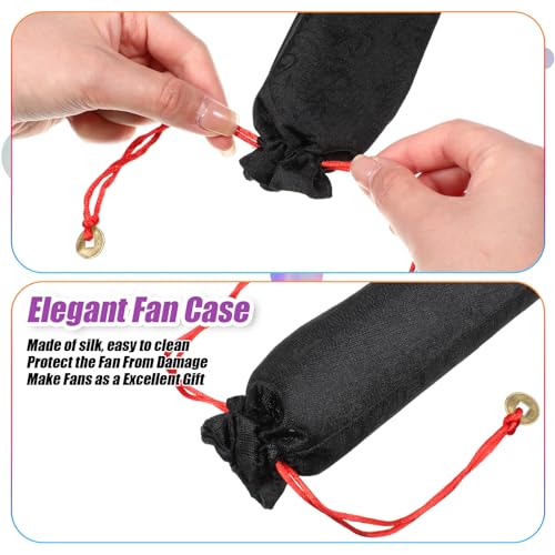Image of Maitys Large Rave Fan Folding Handheld Fans 13'' Clap Fans for Line Dancing Clack Fan Holographic Festival Accessory for Martial Art Gift Performance, Includes 2 Pouch