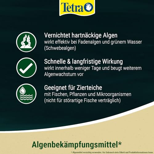 Tetra Pond AlgoFree Schwebealgen- und Fadenalgenvernichter, bekämpft langfristig grünes Wasser im Gartenteich, 250 ml