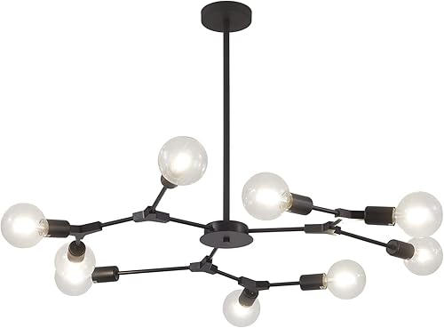 Miniatura 28 de KCO Lighting Modern Sputnik - Lámpara colgante de latón cepillado, lámpara industrial empotrada, lámpara colgante ajustable para sala de estar