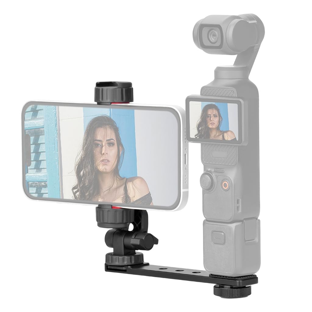 ZORBES® Compatible with DJI Osmo Pocket 3, Action Camera Attachment Phone Bracket Phone Mount with Cold Shoe Mount, Flexible Angle Adjustment, 1/4'' Screw Tripod or Selfie Stick Compatible-image-30