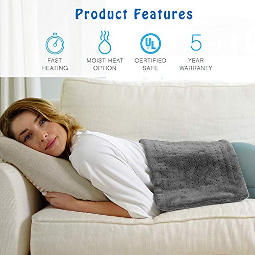 Electric Heating Pad for Back Pain and Cramps Relief-Extra Large [12"x24"] Ultra Soft Heated Pad for Neck and Shoulders Relief Moist/Dry Heat Therapy 3 Heat Settings with Auto Shut Off - Thumbnail 7