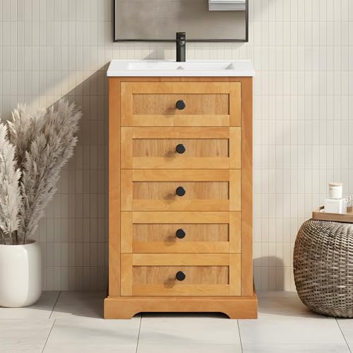 Marzzi 20" Bathroom Vanity with Sink, Freestanding Small Bathroom Vanity