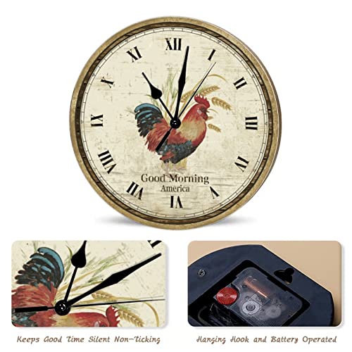 Horloge murale à quartz silencieuse bois déco rustique - 6