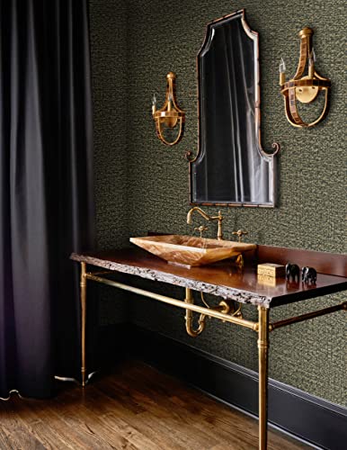 Guvana Black/Gold Peel And Stick Wallpaper Textured Contact Paper Grasscloth Self Adhesive Wallpaper 15.7"X118" Modern Embossed Contact Paper Removable Diy Wallpaper For Bedroom Decor Vinyl Roll #TOP1