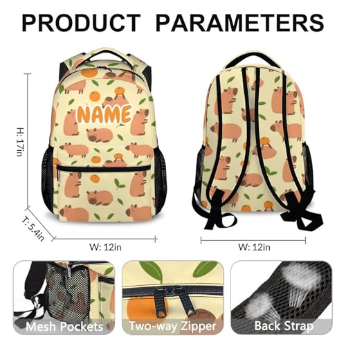 Personalized Backpacks for Girls, Gift for Kids, 17 Inch Orange Animal BookBag for Travel Preschool Elementary Kindergarten School Camping2