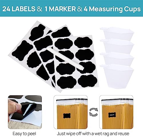 Vtopmart 10 PCS Flour Storage Container, Large Airtight Food Storage Containers with Lids for Kitchen, Pantry Organizers, Black - 4