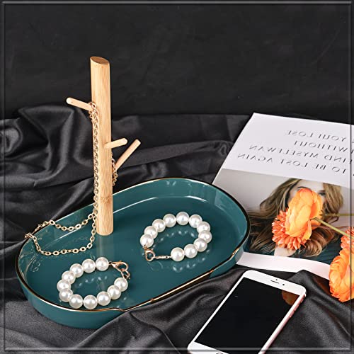 Men's Ceramic Rack Hanging Key Tray Wooden Vertical Hanging Tray Office Desk Decoration Tray Sorter Hanging Storage Tray(Green Tray) #TOP7