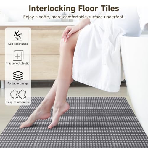 Azulejos de drenaje para evitar resbalones con plástico gris entrelazable para baño 4
