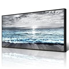 Blue Sea Wave Beach Pictures Black Framed