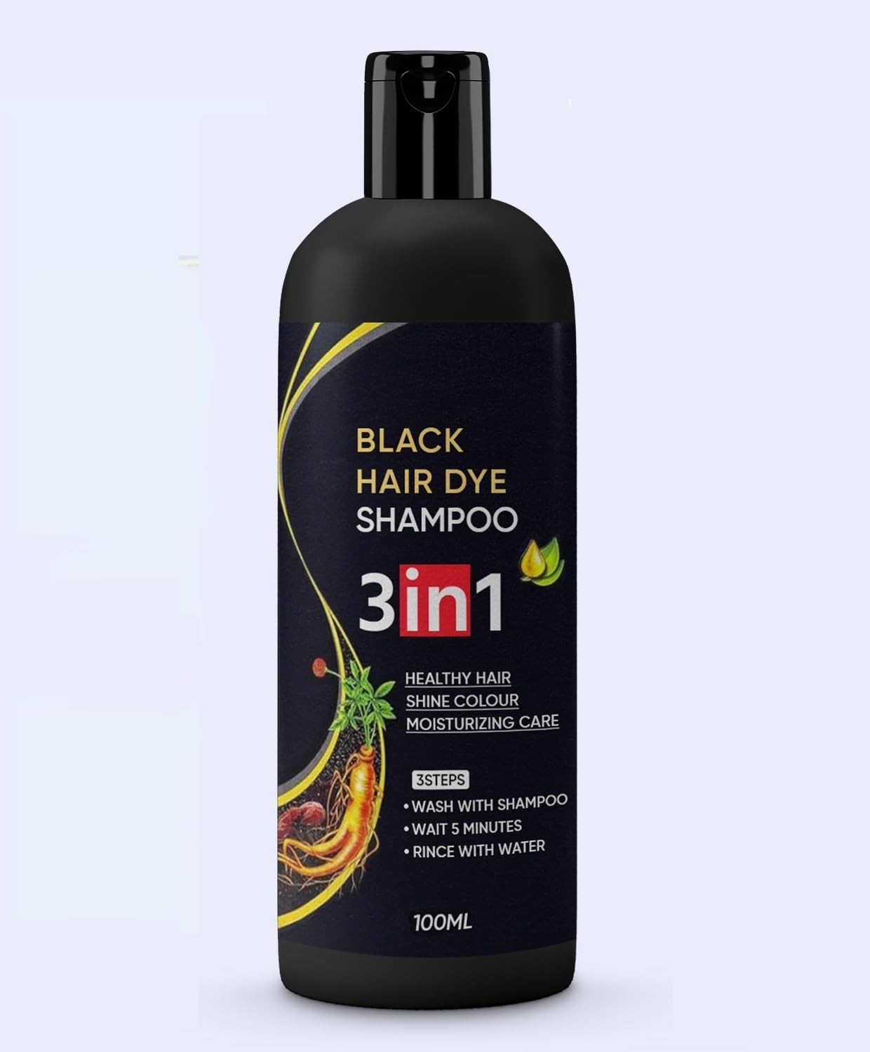 VIVAGLO® Herbal Black Hair Dye Shampoo – Organic, Quick-Action Formula for Gray Coverage & Hair Health – 100ml | For Men & Women (Pack Of 3)