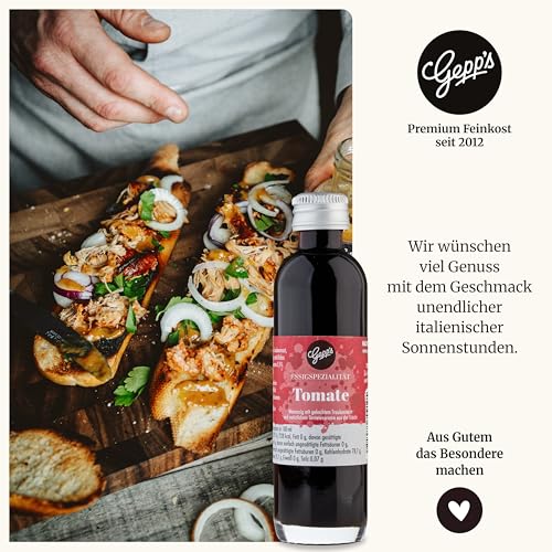 Gepp’s Feinkost 3er Mini Essig Set I Essig Geschenkset für Genießer I Tomaten Balsam, Feigen Balsam & Bio-Himbeeressig I Essig Geschenkbox I Ideal für Salate, Käse & mehr