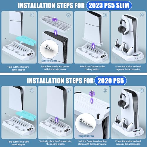 Cykoarmor STAND-WHITE Ps5 / Ps5 Slim Stand And Cooling Station With Dual Controller Charging Station For Playstation 5 Console thumb #6