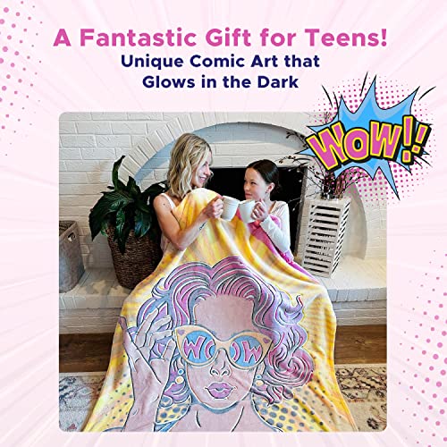 Glowing Snuggles Premium Glow In The Dark Teen Girl Throw Blanket Teenage Gift For Girls Trendy Cool Stuff For Girls Pop Art Comic Retro Room Décor #TOP5