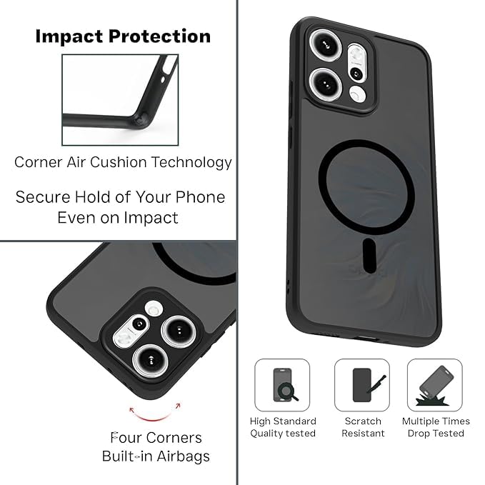 Image of Back Cover for Oppo Reno 14 Pro 5G Shockproof PC + TPU Protective Case Magnetic Support Bumper Case Cover (Oppo Reno 14 Pro 5G)