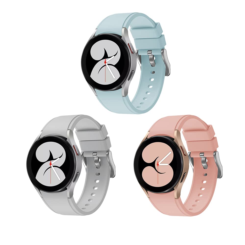 PATROHOO Bands Compatible with Samsung Galaxy Watch 4 Classic Band 42mm 46mm / 4 40mm 44mm for Men Women. Galaxy Watch 4 Soft Silicone Band for Women 3 Pack.