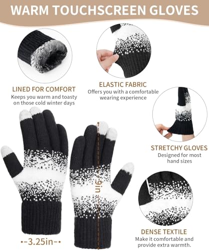 Remifa Womens Winter Beanie Hat Scarf Gloves Set, Pom Pom Warm Hat Long Knit Scarf Touchscreen Gloves 3 In 1 Christmas Gifts4