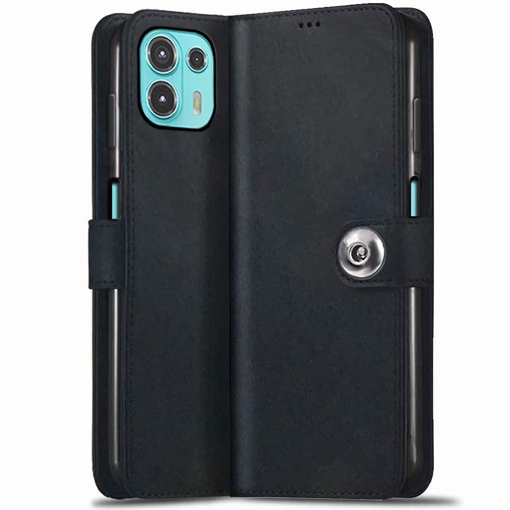 TheGiftKart Flip Cover Back Case for Motorola Moto Edge 20 Fusion 5G | Genuine Leather Finish | Designer Button | Inbuilt Pockets & Stand | Flip Cover for Motorola Moto Edge 20 Fusion (Black) (B09NNBYWDD) Amazon Price History, Amazon Price Tracker