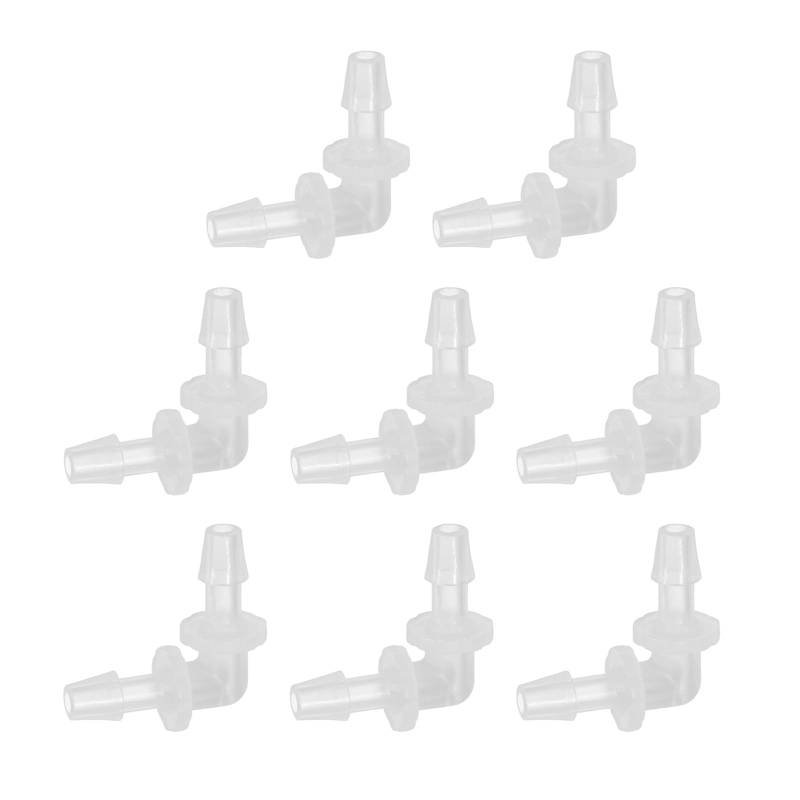 sourcing map 7pcs Hose Barb 90 Degree Elbow l Fitting, 3/16" OD Plastic Hose Barb Pipe Fitting Splicer Mender Joint Adapter for Water Liquid Fuel Line Tube, Clear