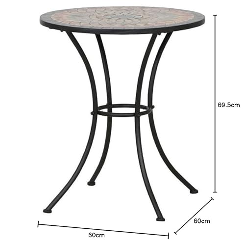 Siena Garden 380813 Tisch Prato, Ø60x71cm, Gestell: Stahl, pulverbeschichtet in schwarz matt, Fläche: Mosaik,Tischplatte: Keramik, Mehrfarbig - 2
