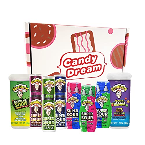 Warheads Sour Candy Variety Pack, A Box Full of Unique and Delicious Warheads Sour Candy | 1 Extreme Sour Juniors Hard Candy, 1 Sour Booms Chewy, 3 Super Sour Spray Candy, and 3 Sour Candy Double Drops