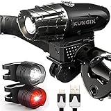KUNGIX Bicicletta LED Leggero USB Ricaricabile Luci, 3 Set di Luce LED Bicicletta Impermeabile Ciclismo Luci Torcia Lampada di Sicurezza per Montagna Bici Bicicletta