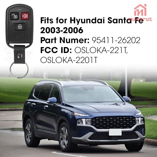 Télécommande Hyundai Santa Fe 2003-2006 noire clé 3 boutons