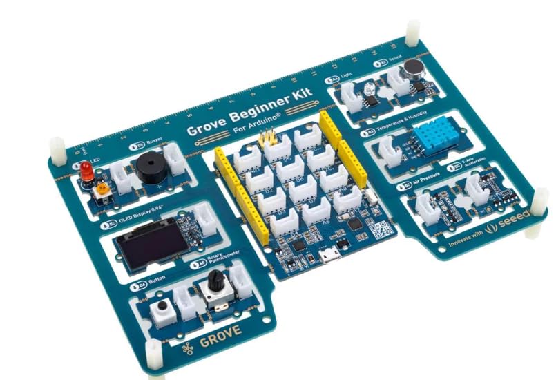 Juego de placas de desarrollo y kits – AVR Grove Beginner Kit – All-in-One Compatible Board with 10 Sensors and 12 Projects with Free Course – SKU 110061162