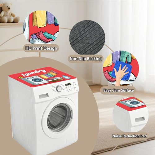Image of Washer Dryer Top Cover Mat, Non-Slip Laundry Room Decor, Laundry Room Kitchen Appliance Decor Protector Universal 23.6 inchx19.7 inch (Laundry)