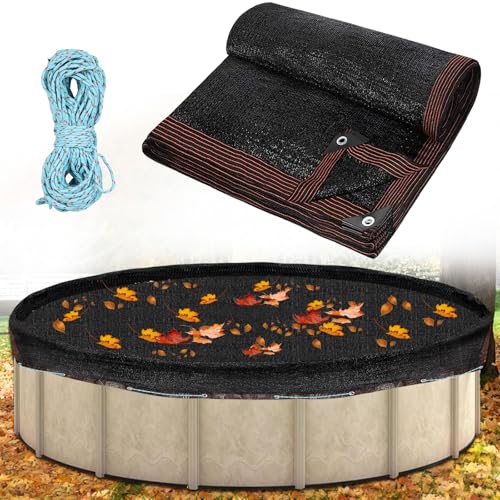 24ft Leaf Net Cover for Above Ground Pool - Winter Cover Mesh Cover，24ft Mesh Swimming Pool Cover，Pool Safety Net with 100FT String Fit 24FT Above Ground Pool, Cover Size: 26.2 Ft X 26.2 Ft （Square）