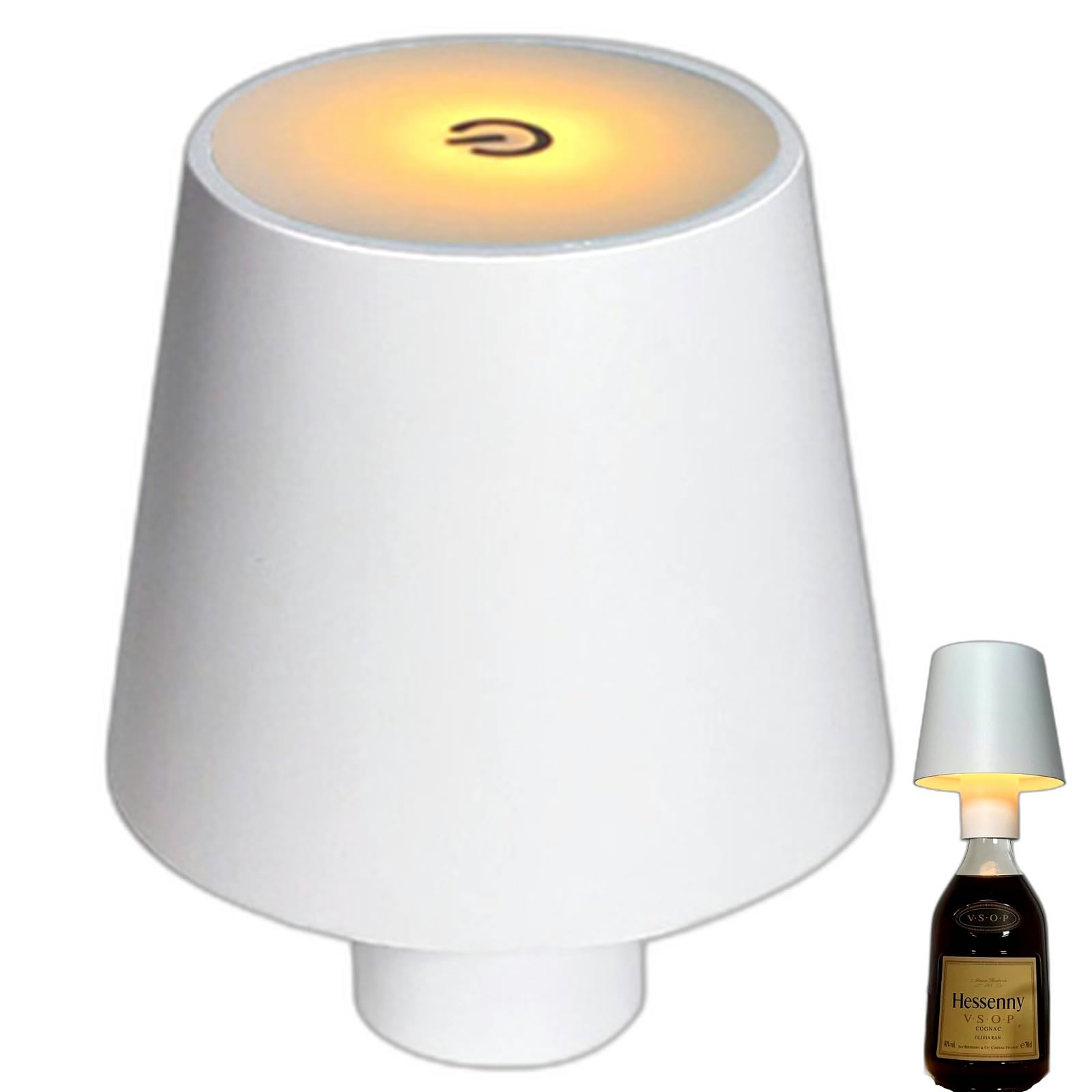 Brabola Wireless Bottle Lamp, Cordless Wine Bottle Light Head 3 Color Modes Dimmable Table Lamp Rechargeable Touch Control Desk Lamp for Bedroom, Restaurant, Bar, Office, Christmas (White)