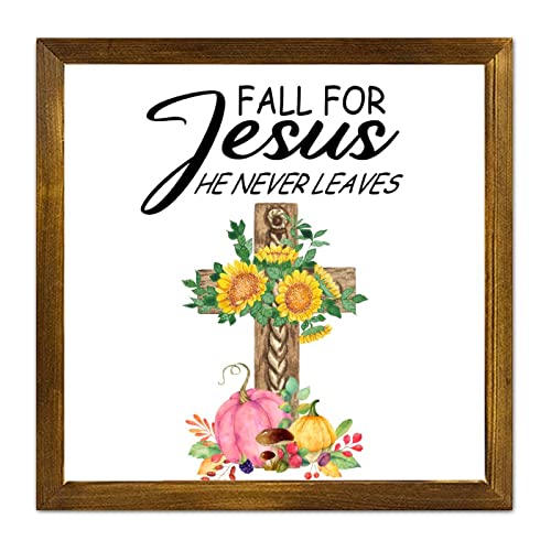 Croix de citrouille en bois message Fall for Jesus pour un foyer apaisé