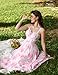 Summer Dresses for Women Floral Midi Dress Boho Beach Flowy Sundress Chiffon Dresses Pink L