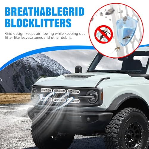Image of Front Grill Mesh Grille Inserts Cover Frame, Front Bumper Inserts Grill Guard Clip-on Decoration Accessories for Ford Bronco Offroad 2 /4 Door 2021 2022 2023 2024 2025 (White)