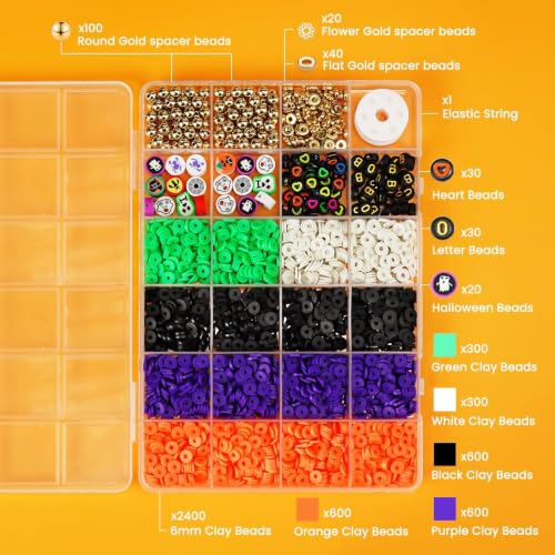 Gionlion 3500 Pcs Halloween Beads for Bracelets, Clay Beads Bracelet Making Kit Halloween Decorations Charms Jewelry Making, DIY Crafts for Gifts Party Favors - image 4