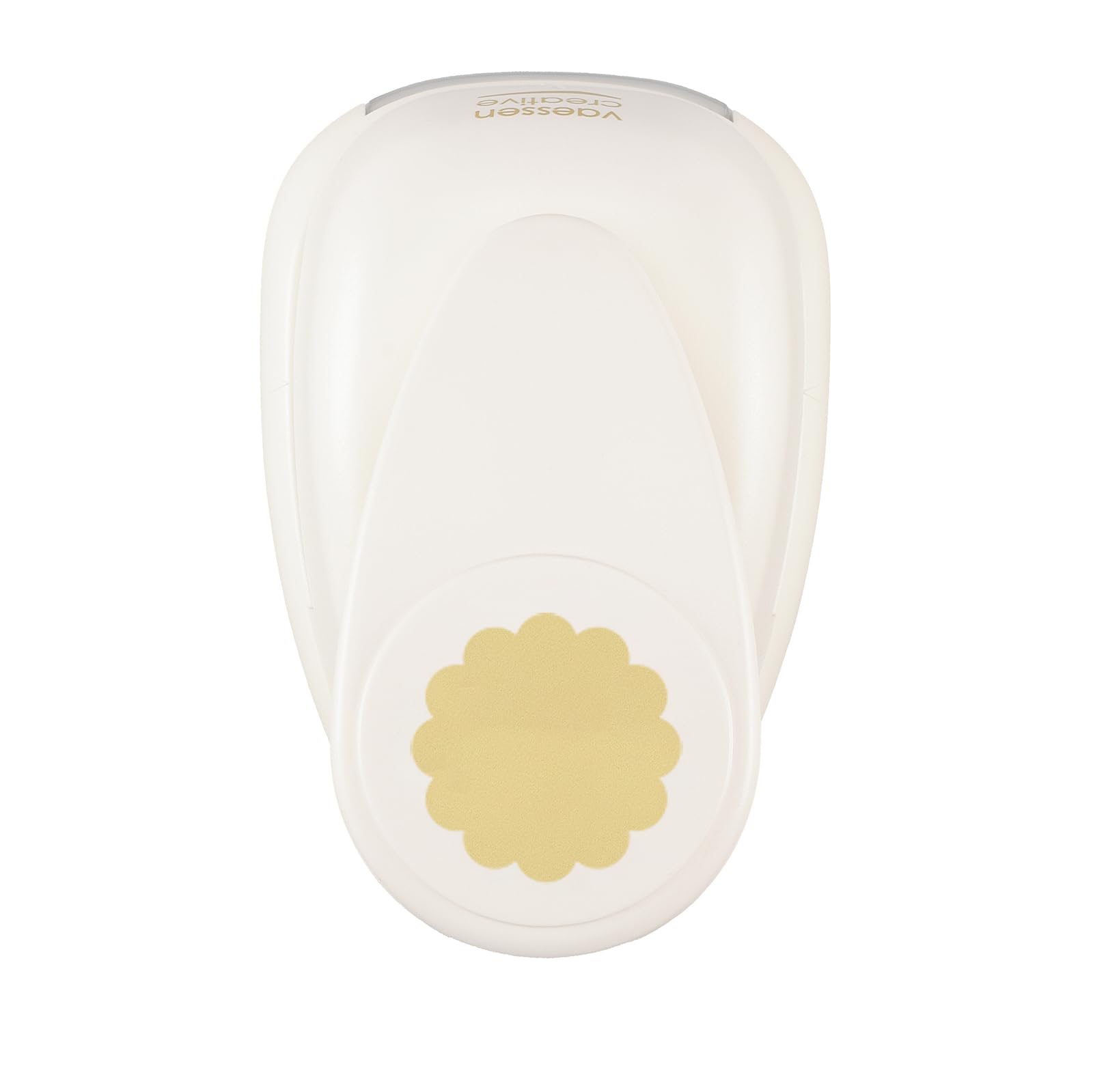Vaessen Creative Craft Paper Punch - Scalloped Circle - Ø 4,5 cm - Circle Cutter for Crafting and Card Making, White/Pink