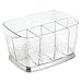 iDesign Rain Plastic Silverware Caddy Organizer Flatware Holder for Kitchen Countertop Storage, Dining Table, Outdoor Patio, Picnic Tables, Clear