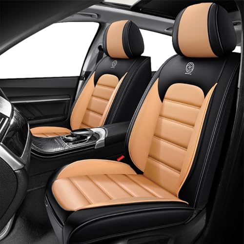 Image of Universal Car Seat Covers for Honda Accord Plug-In Hybrid 2014 Anti-Slip Seat Covers,Waterproof Faux Leather Full Coverage Car Seat Protectors Interior Accessories(2Pcs Standard /Black&Orange)
