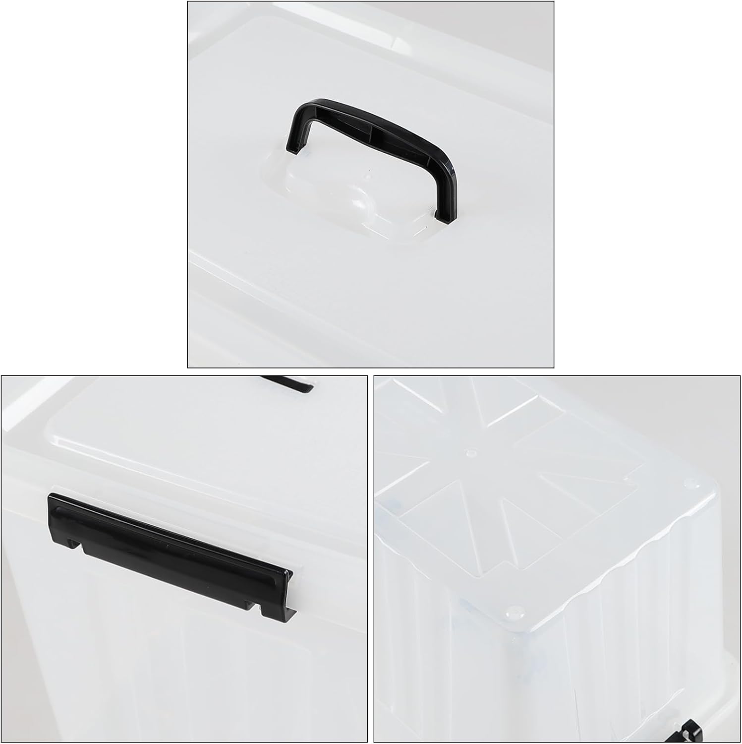 4-Pack Latching Box with Handle, 20L Clear Plastic Storage Bins with Lid