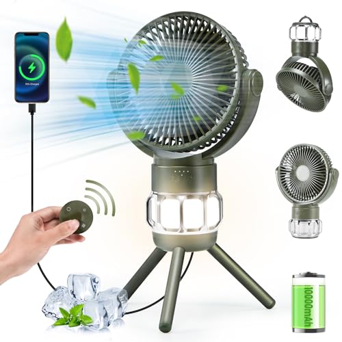 Camping-Fan-Battery-Powered-Fan-with-LED-Lantern-10000mAh-Portable-Camping-Fan-for-tents-8H-Timer-270Rotation-Rechargeable-Fan-Battery-Operated-Fan-USB-Desk-Fan-Beach-Fan-with-Hook