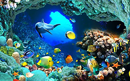 Reyhui Undersea World Wall Mural Ocean Fish Mural Wallpaper Wall Decor For Living Room Bedroom Dining Room(Not Self-Adhesive) #TOP1