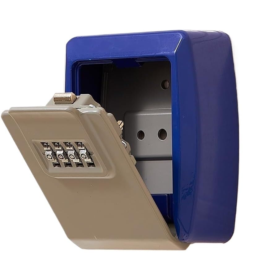 Caja fuerte con combinación de llave segura y contraseña de 4 dígitos, caja de seguridad con llave oculta a prueba de agua ,Caja fuerte para llaves(Blu)