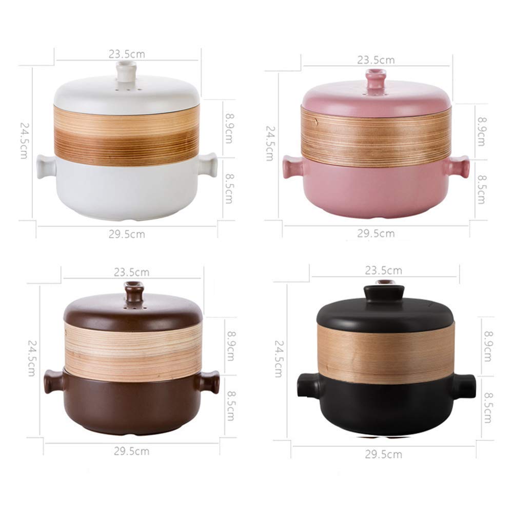 Zestaw do gotowania na parze z pokrywką, garnki do gotowania na parze, garnek do zupy, zawiera gliniany garnek ceramiczny i parowar bambusowy, wielofunkcyjny garnek z płytą kuchenn