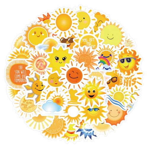 110PCS Sunshine Stickers Vinyl Colorful Sun Decals for Water Bottle