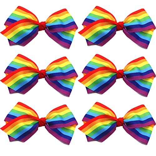 Accesorios de arcoíris para cabello, pinzas de lazo x6