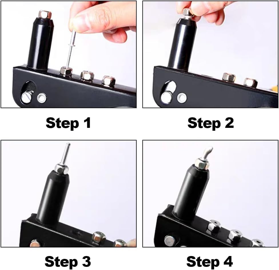 AEE® 4 Uçlu Profesyonel Perçin Tabancası Seti – 2.4/3.2/4.0/4.8 mm Başlık + 40 Adet Alüminyum Perçin + Anahtar | Metal, Plastik ve Deri Delme & Sabitleme Aracı - Görsel 7