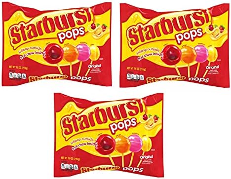 Starburst Candy Lollipops Original Flavors - Fruit Chew Lollipops 26.4oz Total, 3 Count (Pack of 1)