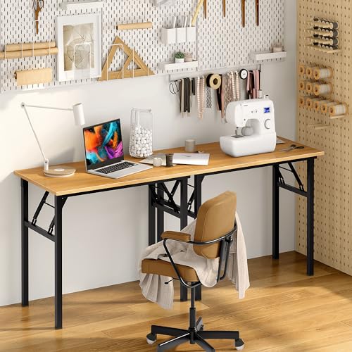 Image of Need Office Computer Desk 39.3 Inch Sturdy Folding Laptop Table Teak
