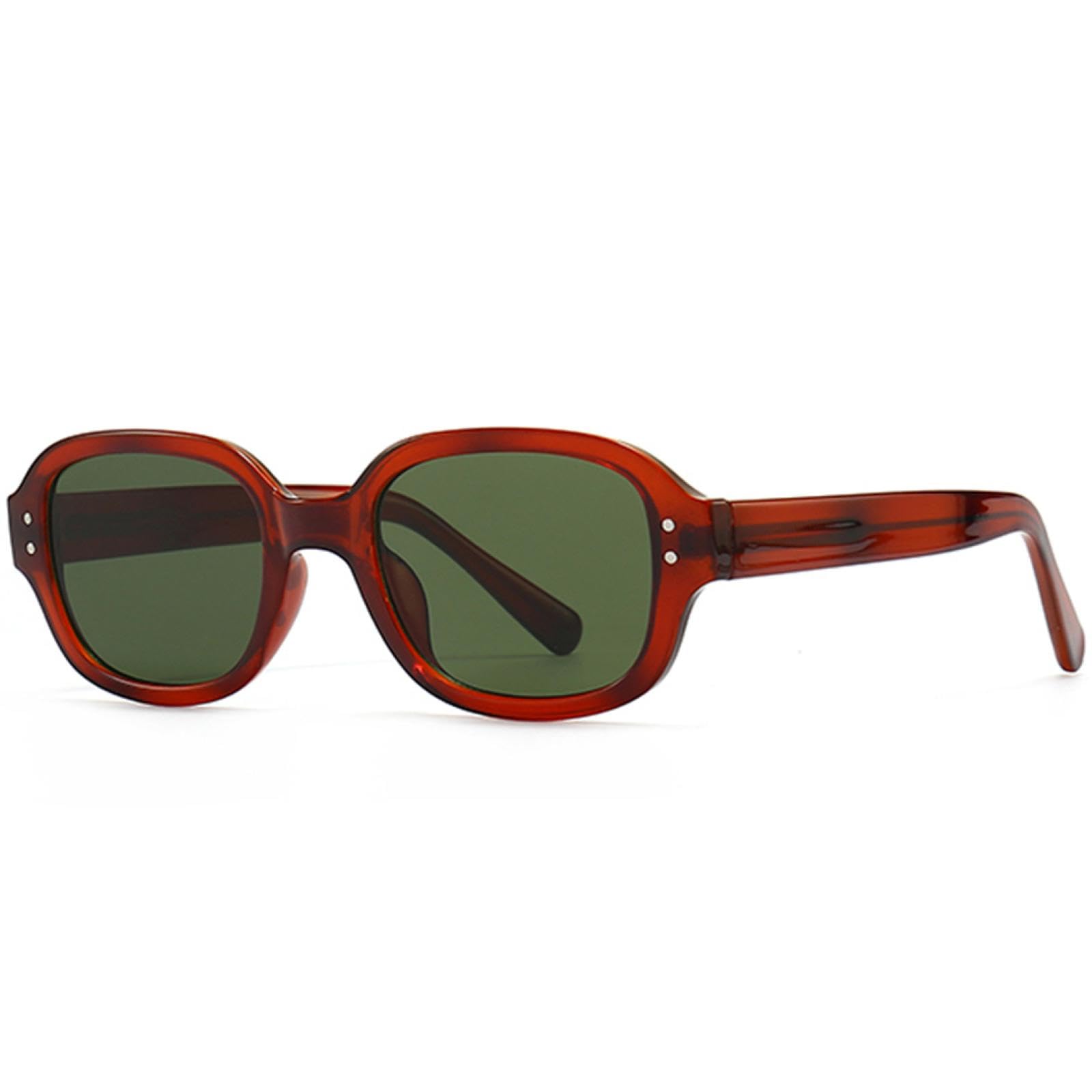 RRNTTTM Retro Sunglasses Women Uv400 Eyeglasses Men Acetate for Green Brown(brown pattern green)