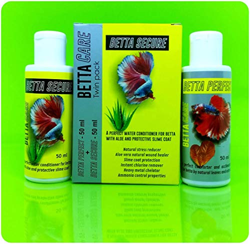 VAYINATO Aquatic Remedies Betta Care Twin Pack(Betta Perfect-50 Ml + Betta Secure-50 Ml)+ With Free Gene Eleven Betta Food,15G |Stress Remover,Aloe Vera Extract + Leaf&Organic Acid Extracts