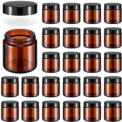 Image of Norme 24 Pcs 4 oz Glass Jars with Lids Cosmetic Jars, black, Amber